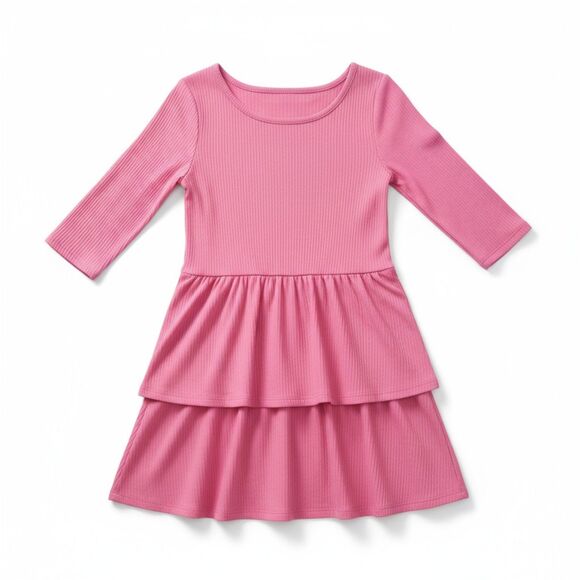 Girls Pink Tiered Dress Size M NWT by Epic Threads – Long Sleeve Ribbed Knit - Picture 2 of 8